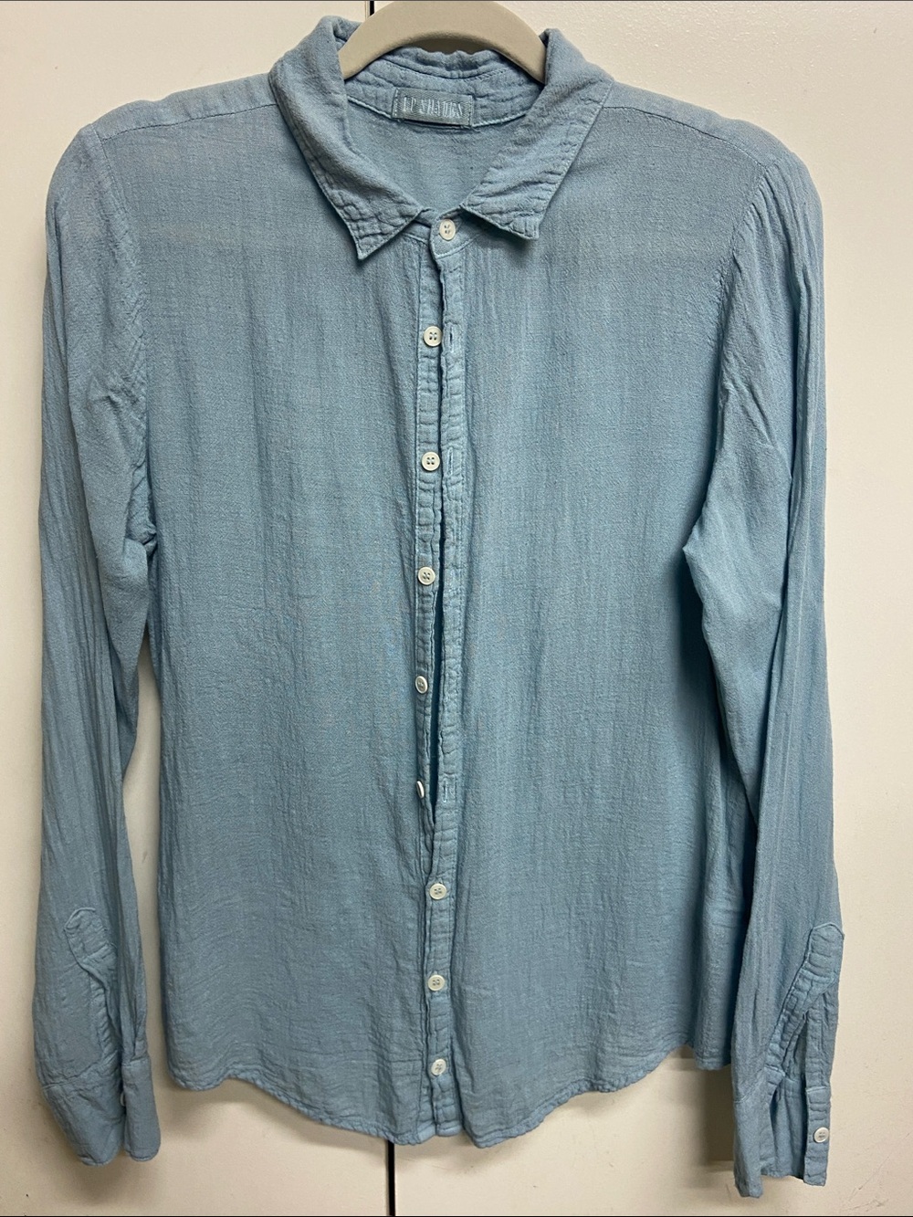 CPShades Lightweight Linen Blend Button Front Sage Green Shirt, Small